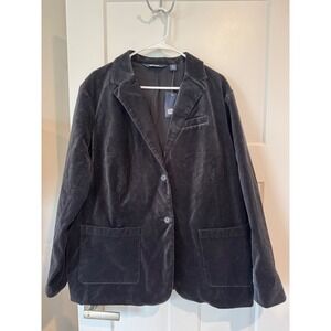 Lands End Womens 2X Black Velvet Blazer Jacket Plus Size 20W-22W New NWT